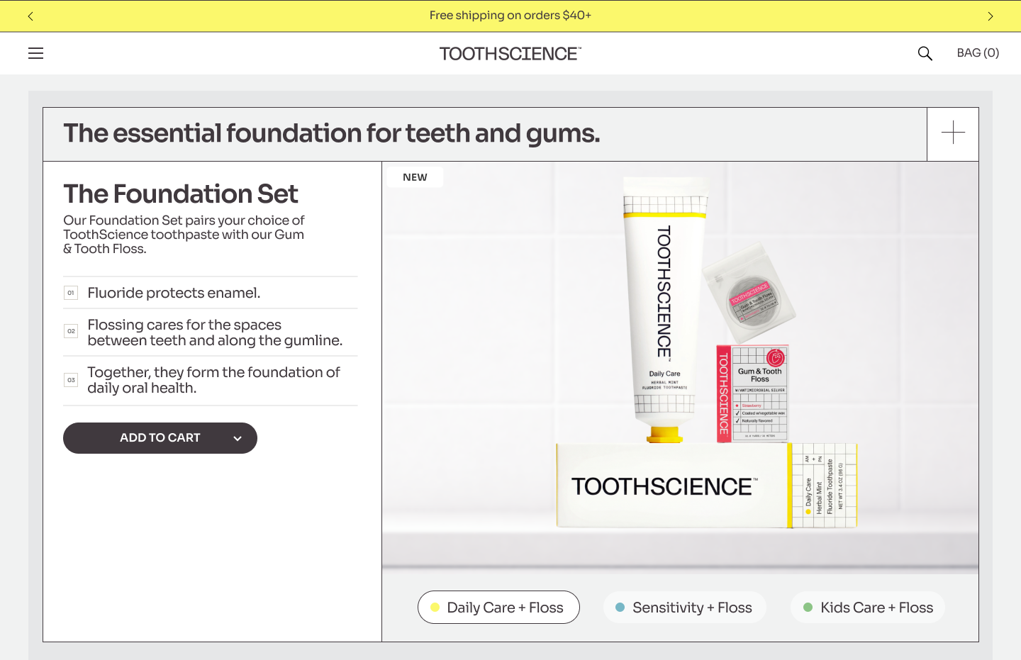 ToothScience homepage redesign concept